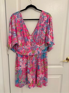 Lilly Pulitzer Hot Pink Tropical Wrap Dress